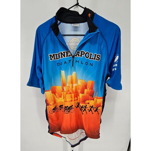 Mens Sz XL 1/2 Zip Cycling Jersey Team Ortho Minneapolis Skyline